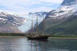 Tall Ship and Glacier